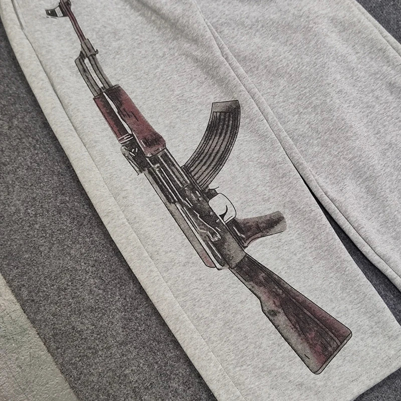 Pantalones informales de calle alta para hombre Y2K, Pantalones rectos Harajuku, pantalones de cintura doble con cabeza de otoño, pantalones con estampado personalizado