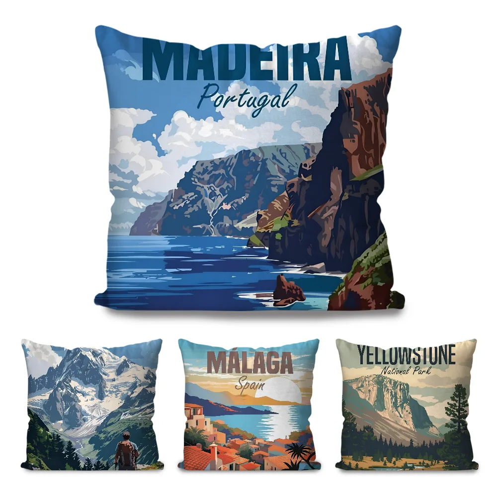 Madeira Pillow Case Cartoon Sofa Decorative Home Double-sided Printing Short Plush Cute Cushion Cover