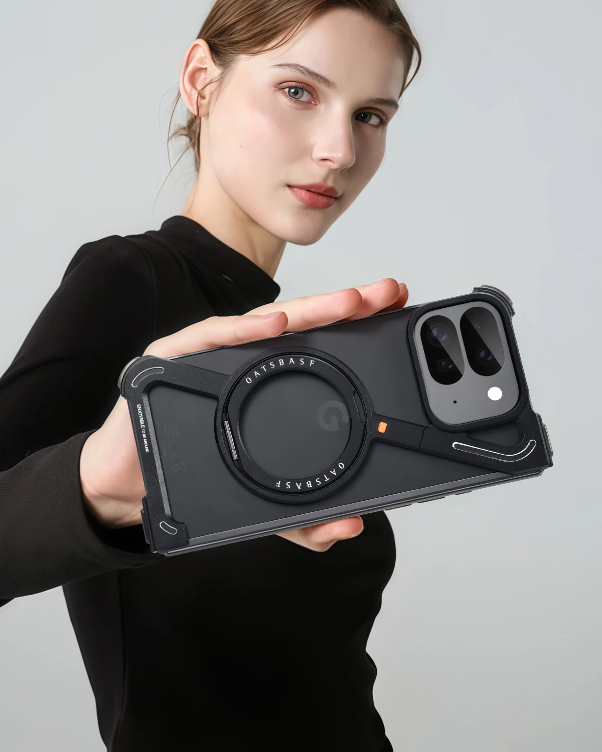 

Чехол-бампер Oatsbasf Z для Google Pixel 9 10 Pro, складной противоударный металлический чехол для телефона с 360° ° Вращающаяся магнитная подставка