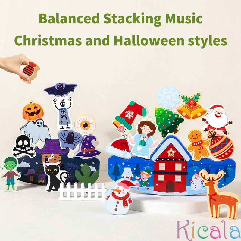 Wooden Christmas Themed Sorting & Stacking Toy Set For Kids - Multicolor Educational Blocks With Shape Recognition Game