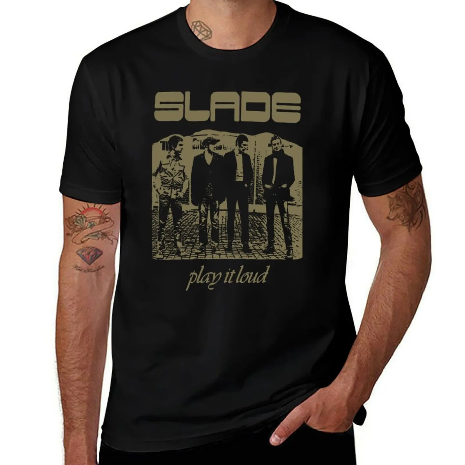 

t-shirt black Slade cotton shirts Loud for T-Shirt t plain man package Play man graphic It for tees