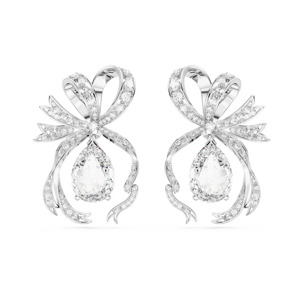 

Bow-Shaped Crystal Teardrop Earrings - Romantic Evening Accessory