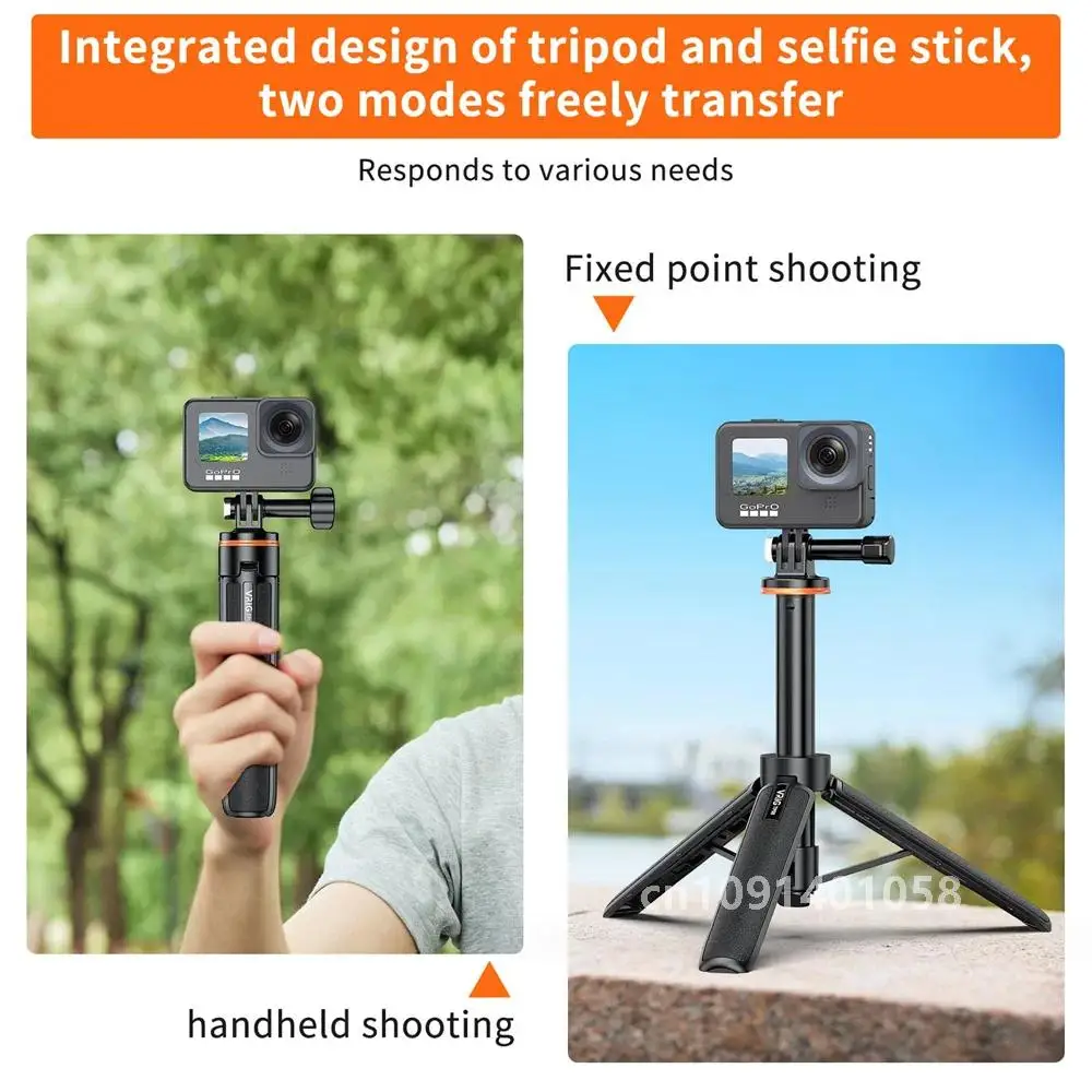 New Aluminum Extend Selfie Stick Tripod Mini Portable Vlog Tripod for Gopro Hero 12 11 10 9 8 7 6 Osmo Action Insta 360 One R X3