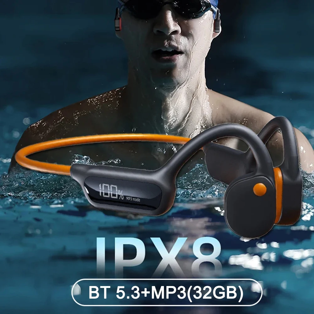 

X10 IPX8 Waterproof Swimming Bone Conduction Wireless Headphone Bluetooth 5.3 32GB MP3 Player HIFI Bass Music Sports Earphones