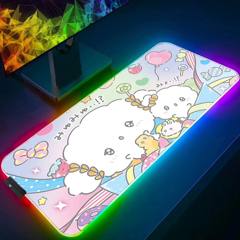 マウスパッド RGB Cogimyun バックライト ゲーミングアクセサリー エッジ ホワイト ロックエッジ カーペット ゲーマー PC コンピュータ キーボード デスクマット LED マウスパッド