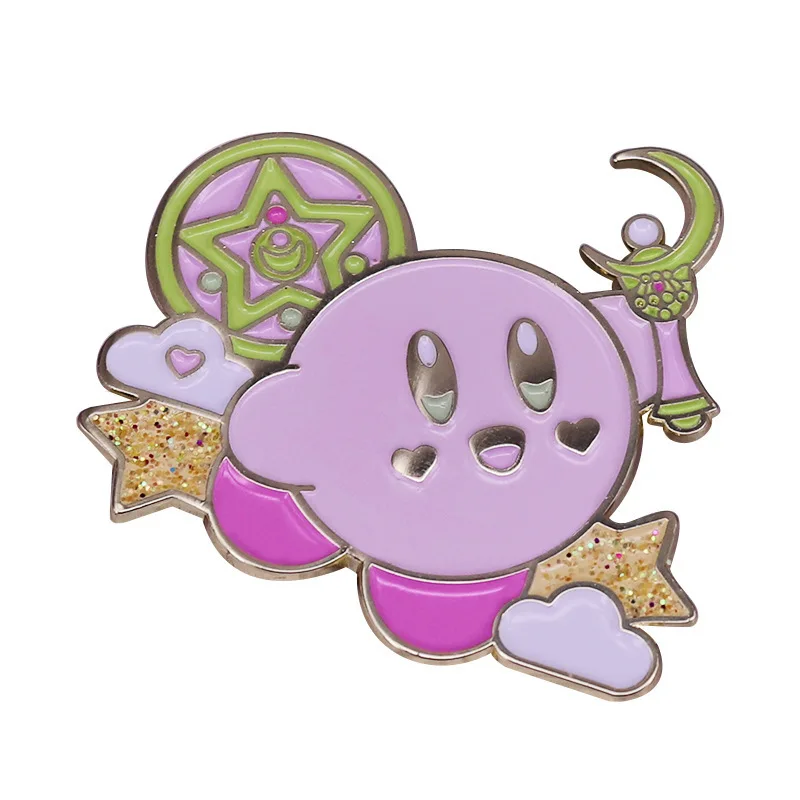 Kirby-Épingles en métal pour sacs à dos, épingle en émail, broches japonaises mignonnes pour femmes, broche rose, revers, badges d'anime, cadeau de Noël à la mode