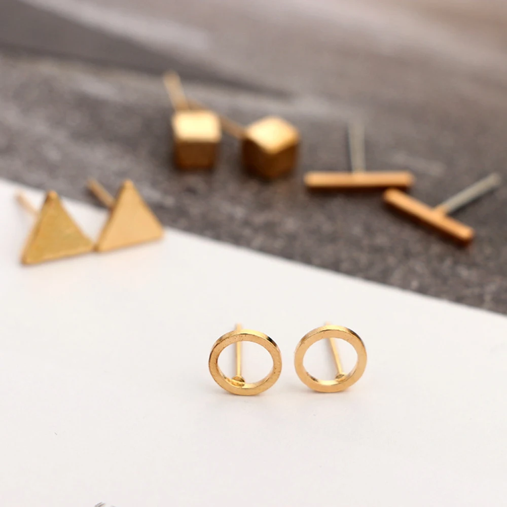 SUMENG 2024 New Arrival 4 Pairs Round Triangle Shaped Black Colors Geometric Alloy Stud Earring For Women Fashion Jewelry Gifts