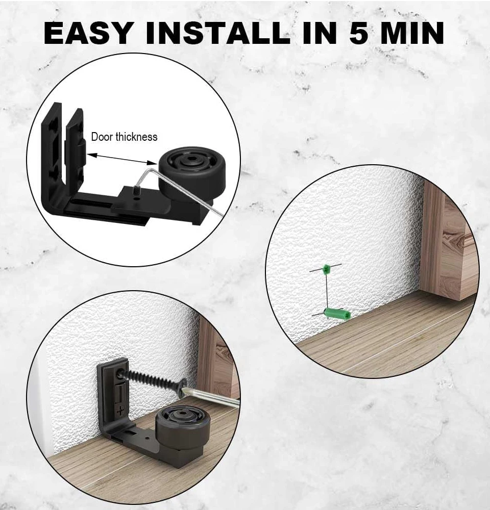 

Adjustable Double - Wheel Smooth Sliding Door Floor Guide, Barn Door Hardware