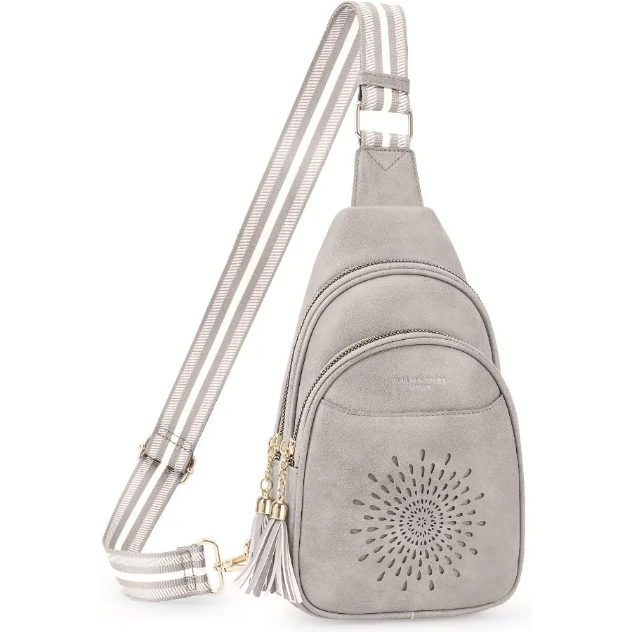 

APHISON Small Sling Bag Cell Phone Purse Vegan Leather Fanny Crossbody Bag for Women Trendy Chest Backpack Adjustable Strap