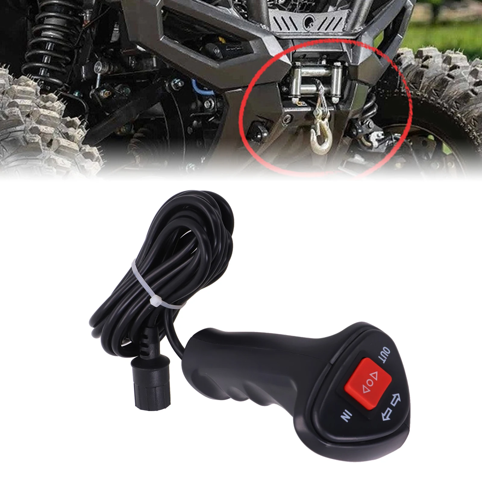 3Pin Electric Winch Remote Control with Cable for Car Off Road Vehicle Winch Handle Compatible with 12V to 48V Winch System