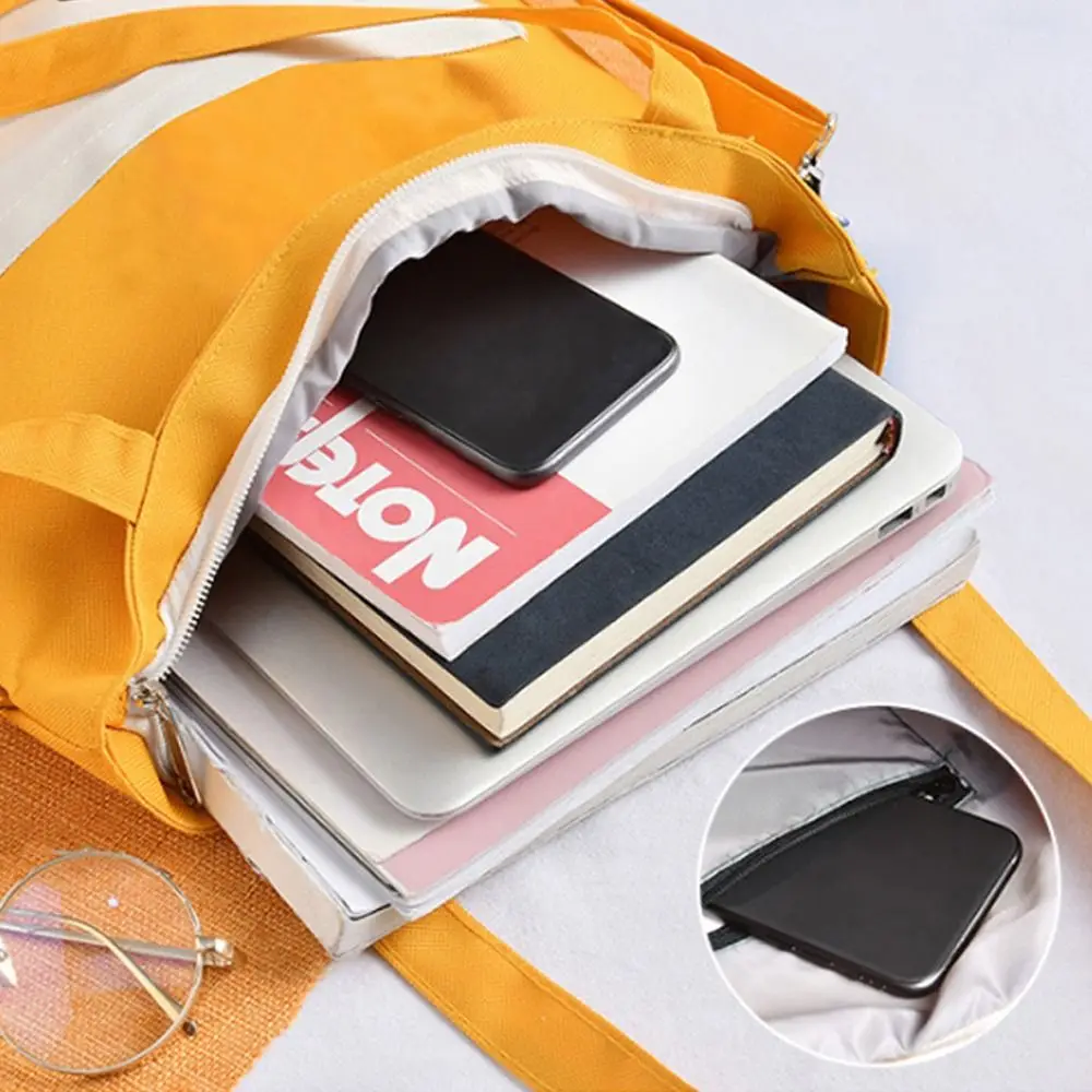 Холщовые сумки через плечо 3 в 1 с мультяшным принтом, вместительные сумки на плечо для женщин, школьный ранец для девочек и студентов, сумка-тоут для покупок