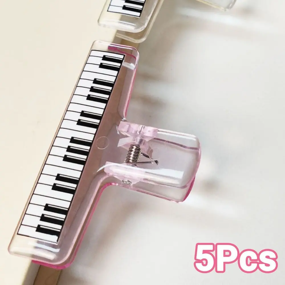 

5Pcs Transparent Acrylic Acrylic Music Stand Strong Grip Piano Pattern Score Holder Test Paper Organizer Anti-slip Office Folder