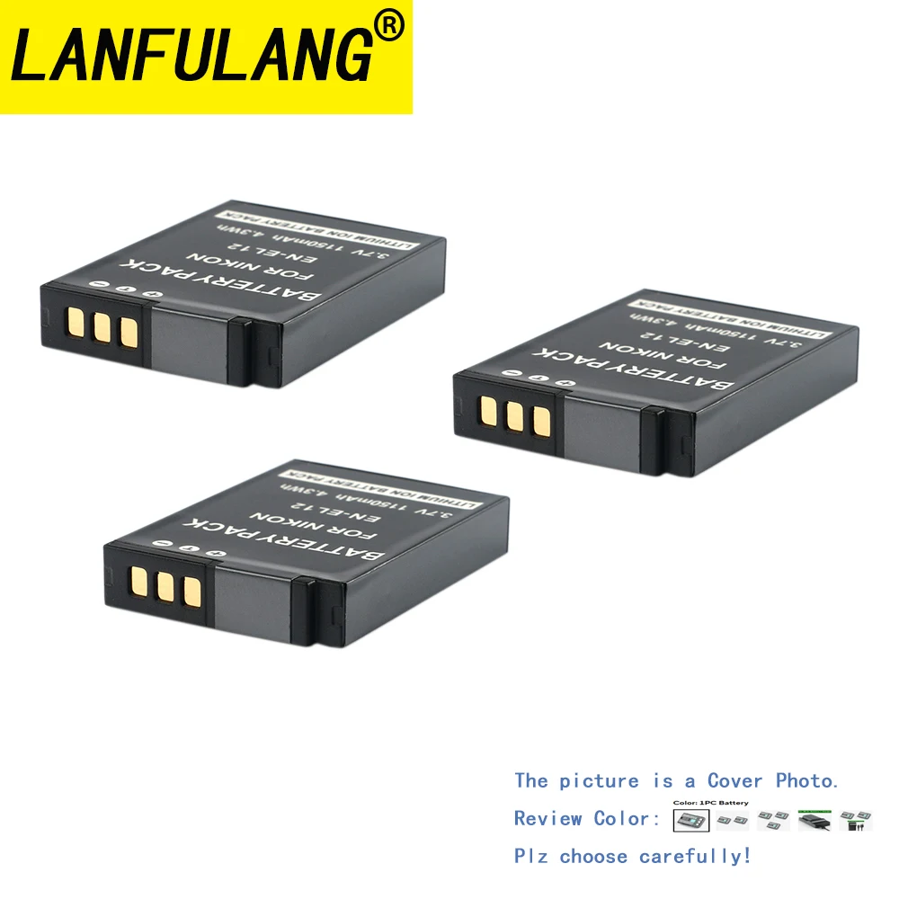 Литий-ионный аккумулятор для камеры Nikon EN-EL12, 1150 мАч, совместимый с COOLPIX S1000pj P340 P330 P310 P300 AW130 AW100 S1200pj S1100pj