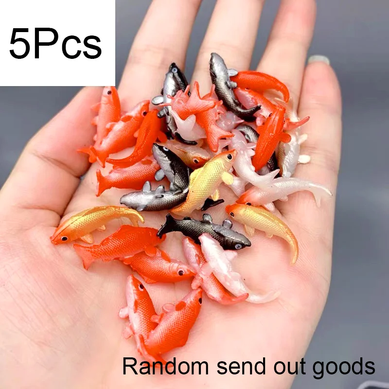 5Pcs/Set Cute Random Color Soft Plastic Goldfishes Models Epoxy Filling Material Crystal Ocean Resin 3D Fish Miniature Dollhouse