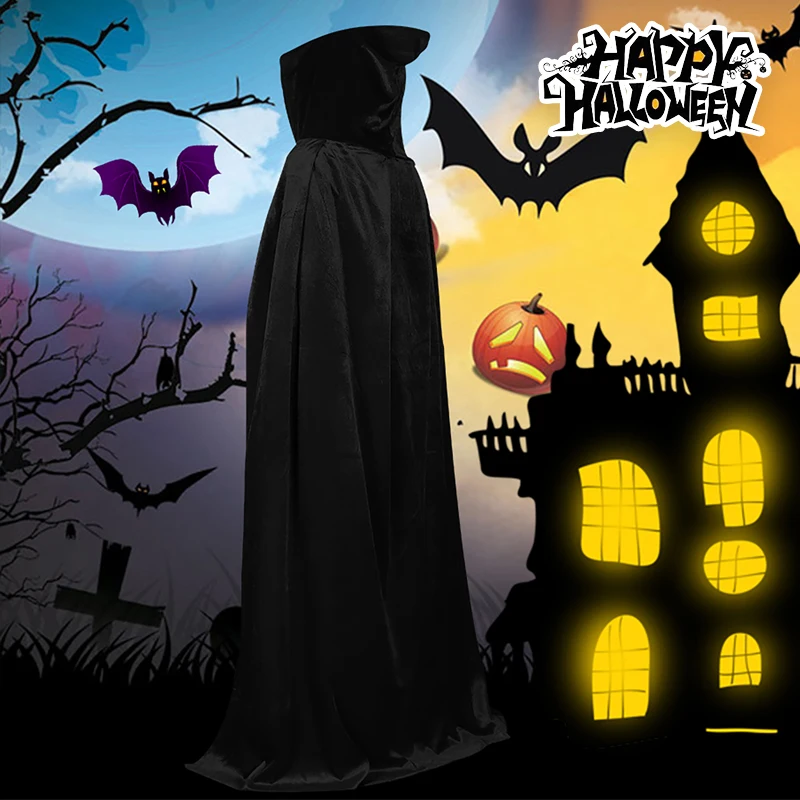 

Adult Children Halloween Vampire Cape Long Hooded Robe Cloak Devil Demon Costume Women Men Party Performance Spooky Upgrade