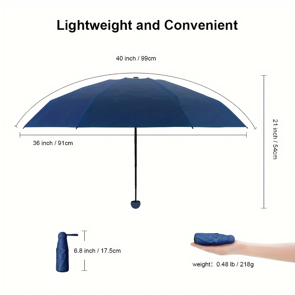 1pc Anti-Uv Mini Umbrella For Sunny And Rainy Days, Portable With Uv Coating And 6 Reinforced Ribs image 5
