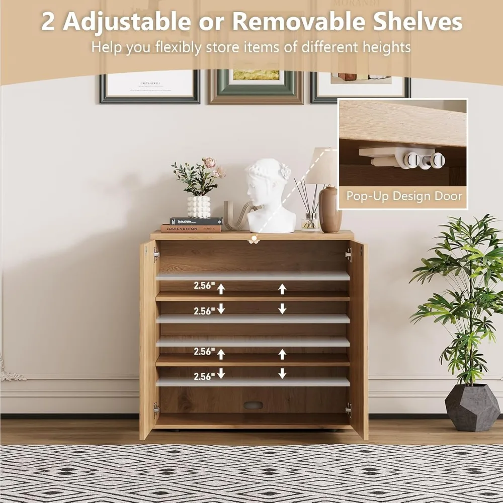 Moderne gecanneleerde buffetkast met opbergruimte, dressoir, credenza, consoletafel, koffiebar, pop-up deur