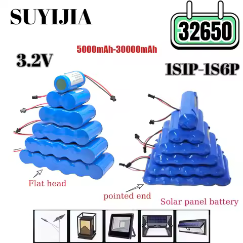 32650 3.2V Solar Street Light Battery 3.2V Large Capacity Lithium Battery Solar Floodlight Battery with Protective Plate