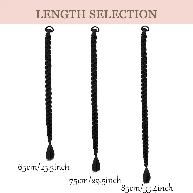 Estensione dei capelli sintetici a coda di cavallo intrecciata lunga, design dell'attaccatura dei capelli ad alta elasticità, opzioni di lunghezza multiple, accessori per coda di cavallo