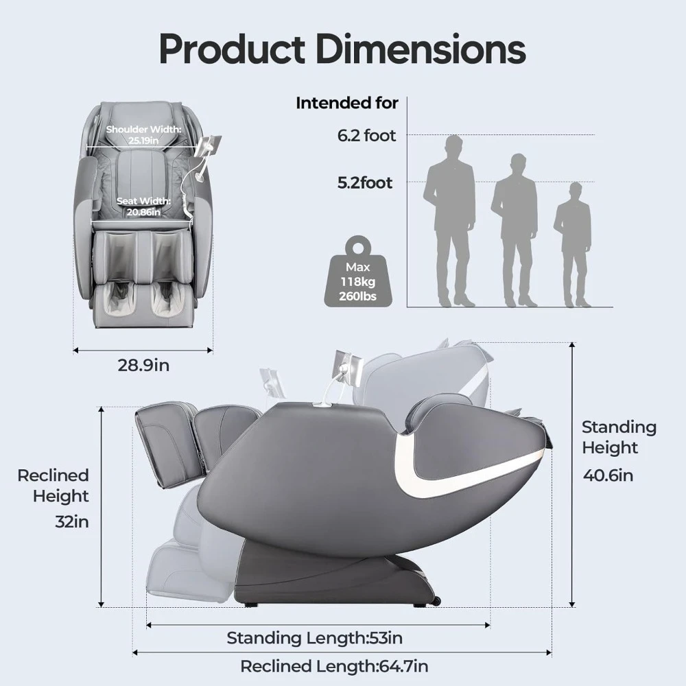 2025 Full Body Zero Gravity Massage Chair, APP Control Shiatsu Massaging Recliner with Foot Roller, Back Heated, Bluetooth Speak