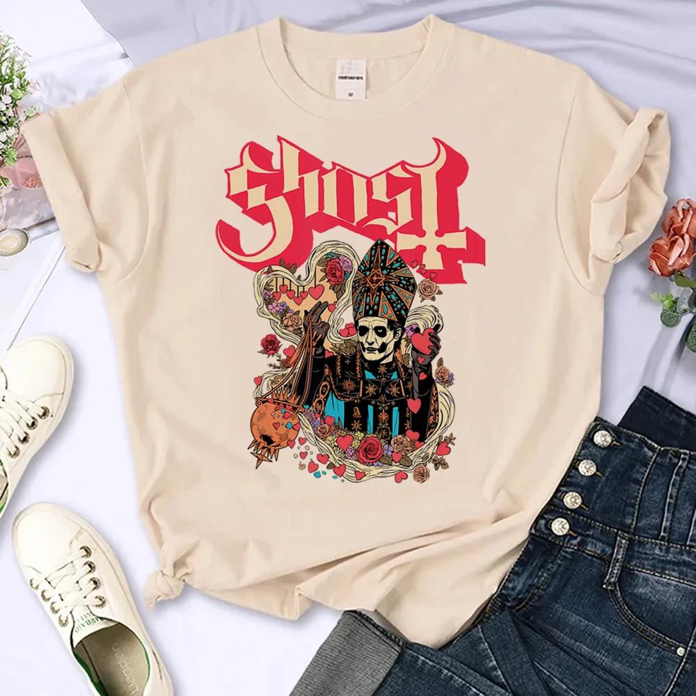 Ghost Band top women designer t shirt female Japanese manga y2k clothes