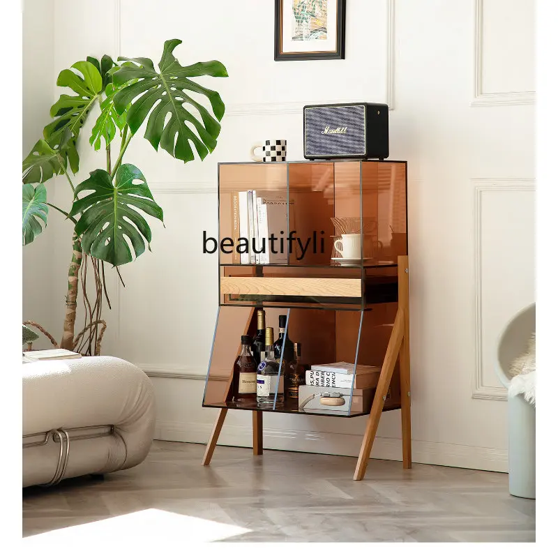 

Light Luxury Bookshelf and Storage Shelf Floor Living Room Small Side Cabinet Home Bookcase Simple Modern Magazine Cabinet