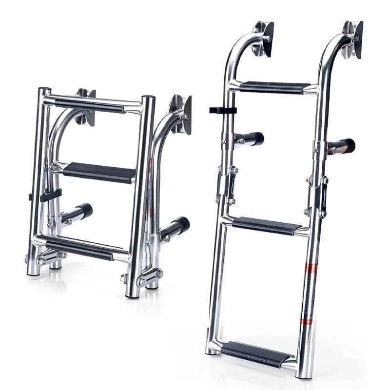 For Boat Folding Ladder, Stainless Steel Telescoping Boarding Ladder, 3/4/5 Step, 7101S