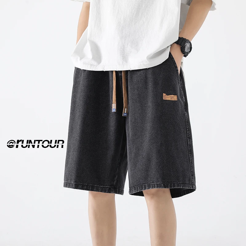 

Black Jeans Shorts Men's Summer Thin Loose Five-Point Casual Sports Mid-Pants American High Street Style Youth Fashion