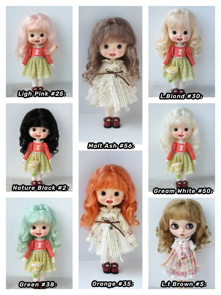 Hot Sale New Material Combed Mohair BJD Wig For Size 8-9inch 9-10inch 10-11inch Qbaby Blythe Popular Cheap Anna 18