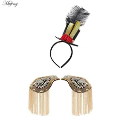 Steampunk Mini Top Hat Chain Tassel Epaulet Shoulder Boards Women Kids Circus Ringmaster Costumes Halloween Carnival Party Gifts