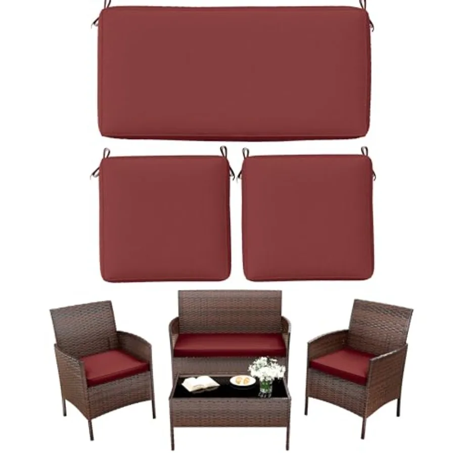 

3 Pack Outdoor Replacement Cushions Fit for 4-Seater Wicker Rattan Patio Conversation Set 36x18x3 18x18x3 Liner and Cover