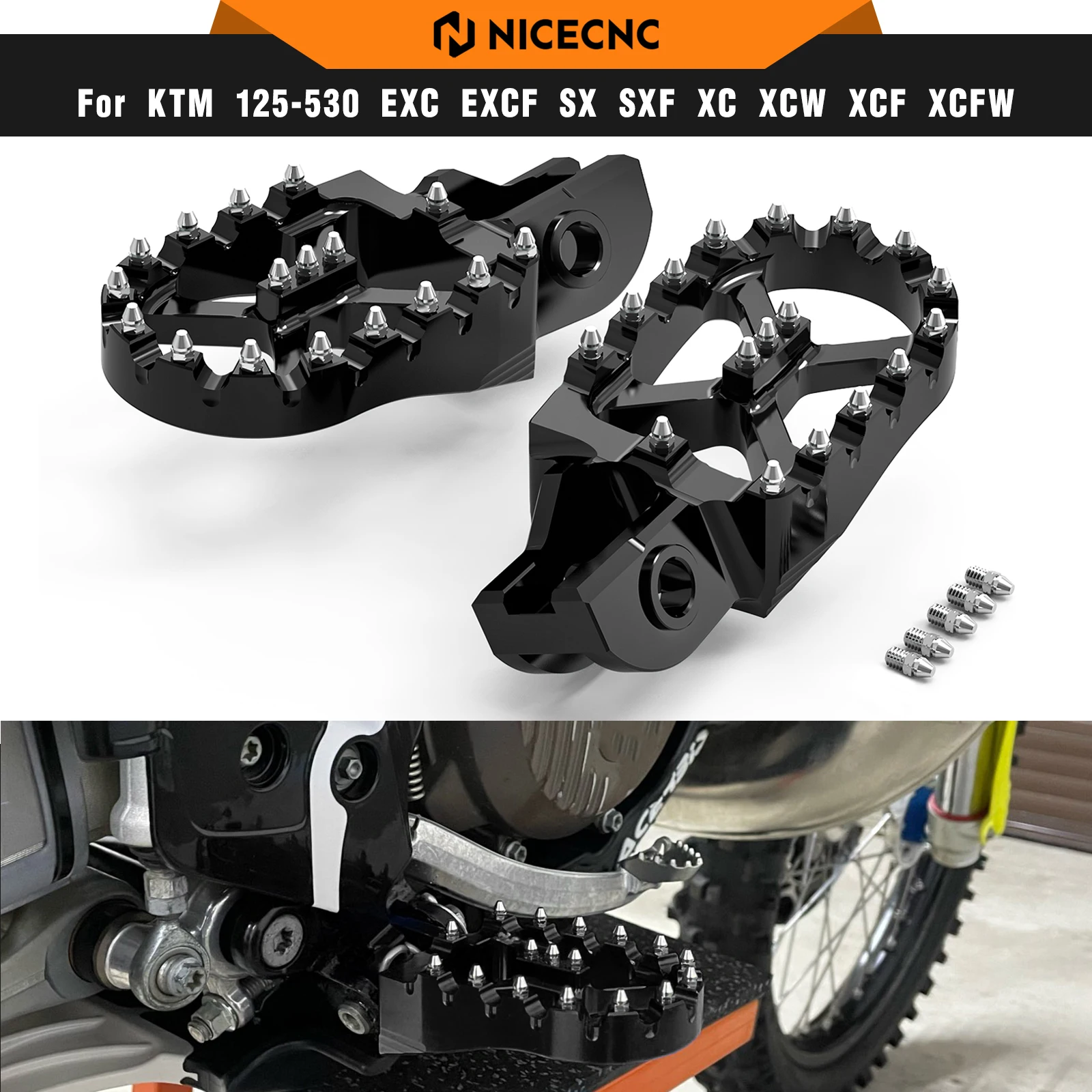 For KTM EXC 300 Footrest Footpegs Foot Pegs Pedal For Husqvarna TE 300 FE 350 FE 450 FE 501 2017-2023 GasGas EC 300 2021-2023