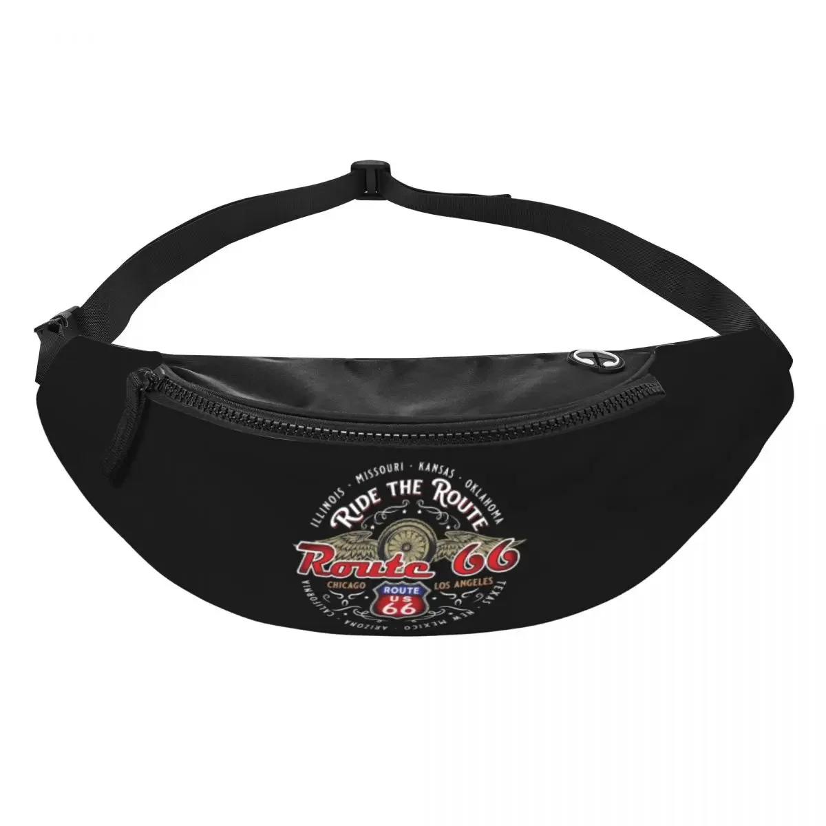 Ride The Route 66 Fanny Pack Women Men Biker Motorcycle America's Highway Crossbody Waist Bag for Running Phone Money Pouch