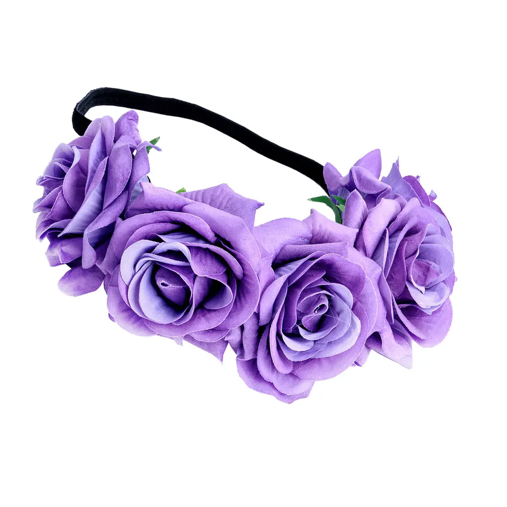 

7 Cm Rose Headband Flower Headpiece Hairband Elastic Floral Wreath Headbands Garlands Acrylic Pearl Roses Fashion