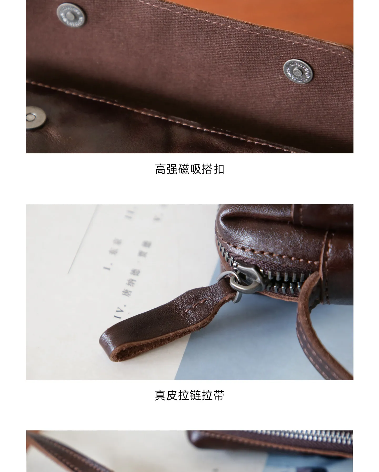 PNDME Vintage handgefertigte, pflanzlich gegerbte Rindsleder-Umhängetasche für Damen, luxuriöse Echtleder-Schultertasche für den Alltag und das Wochenende. – Detail 5
