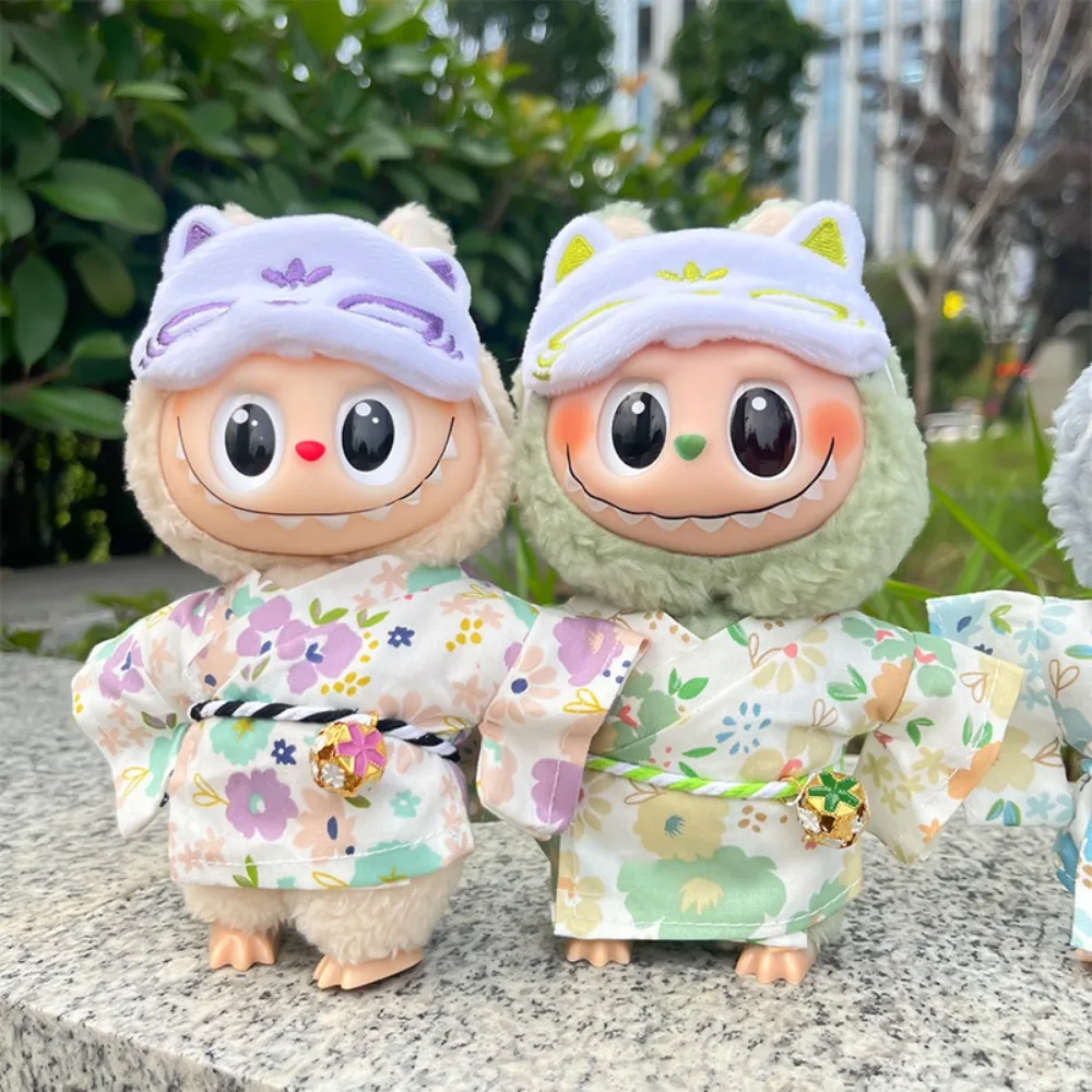 

For 15/17cm Labubu Doll Clothes Outfit Kimono Bathrobe Dress Up Dolls Accessories Changing Dress Sitting Party Game DIY Gift Toy