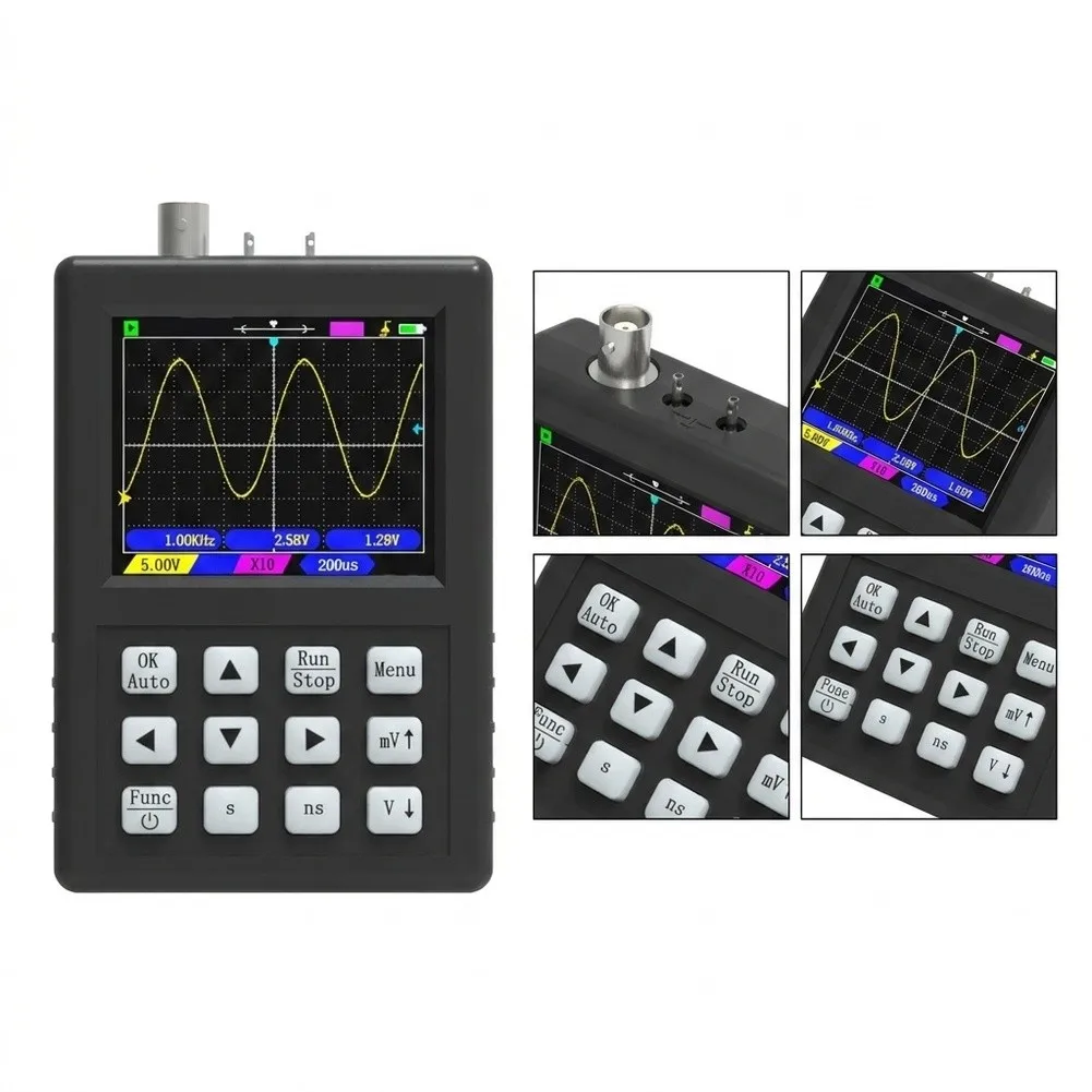 DSO1C81 2.8 Inch Handheld Digital Oscilloscope 100MHz Bandwidth 250MSa/s Sampling Rate Signal Generator FFT Analysis Portable Te