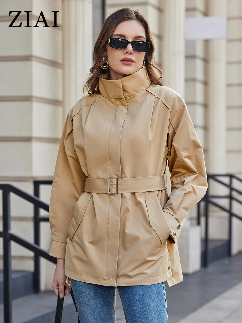 ZIAI 2023 new fall women's coat with belt trench coat Lapel Slim zipper Design quality fashion women's windbreaker ZS-20342