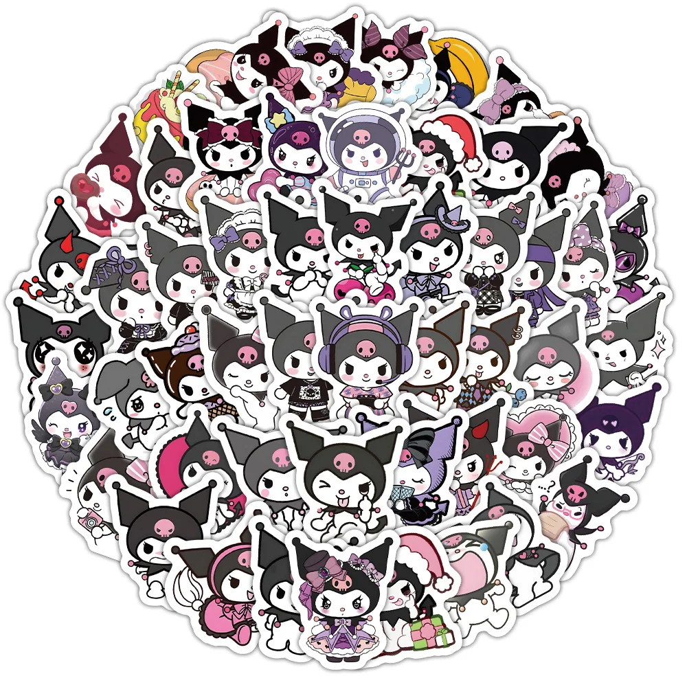 120pcs Sanrio Cute Kuromi Cartoon Notebook Water Cup Computer Decoration Sticker