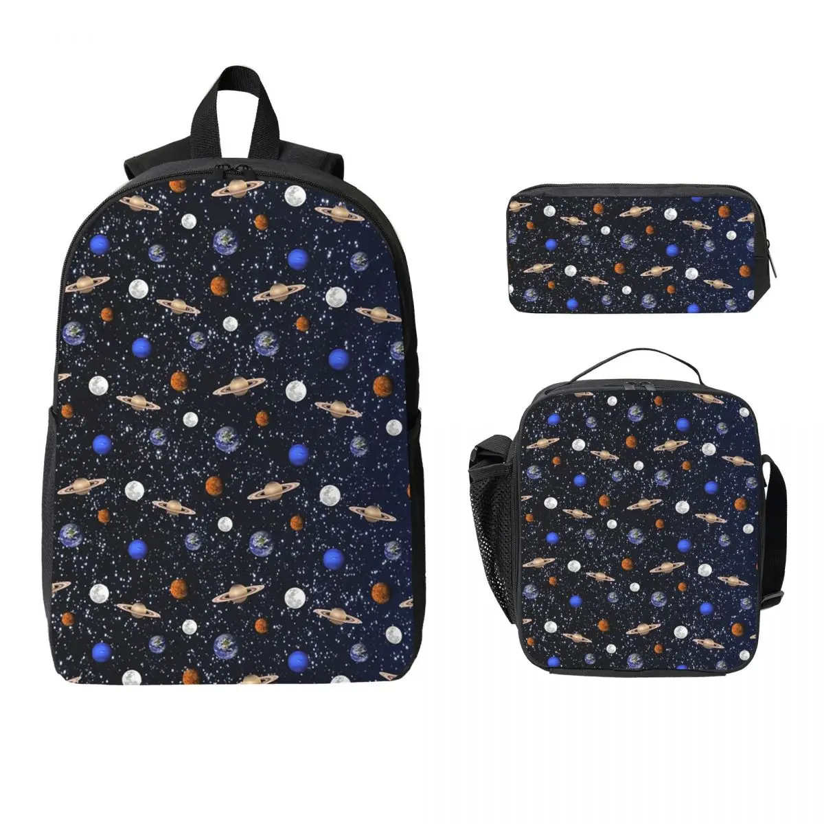 Solar System Space Planets Universe Backpack Boys Girls BookBag School Bag Shoulder Bags 3ps Insulated Lunch Bag Pencil Case