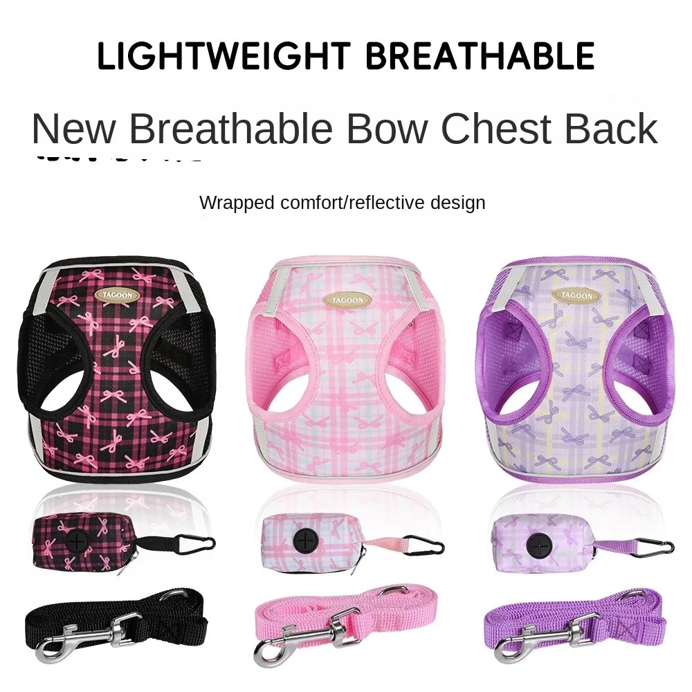 

Breathable Dog Harness Leash Adjustable Reflective Cat Harnesses Vest Wear-resistant Anti slip Pet Chest Harness Outdoor Walking