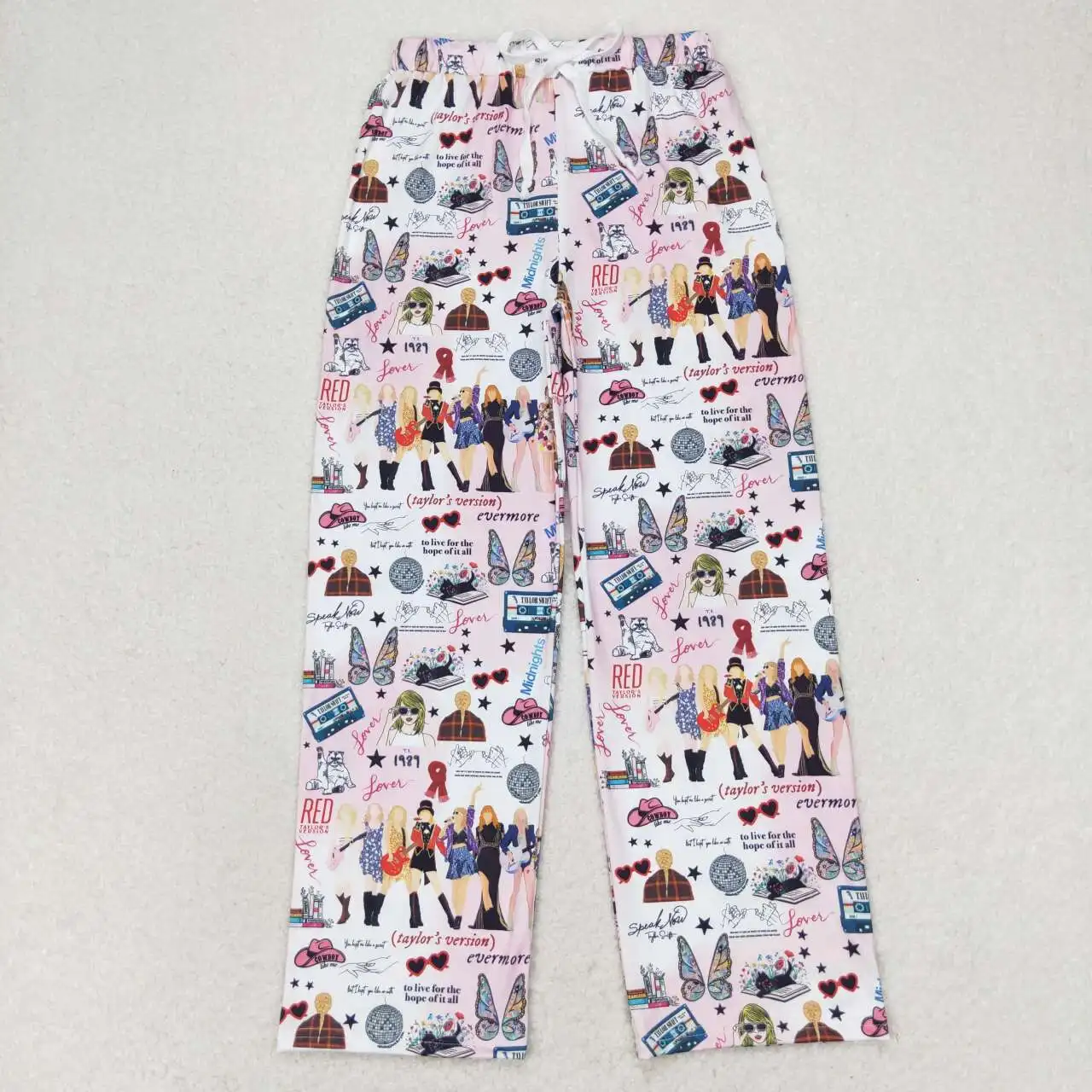 Western Fashion Adult Women Mama Singer Pink and White Pants RTS Wholesale Boutique Adult Long Sleeve Pant