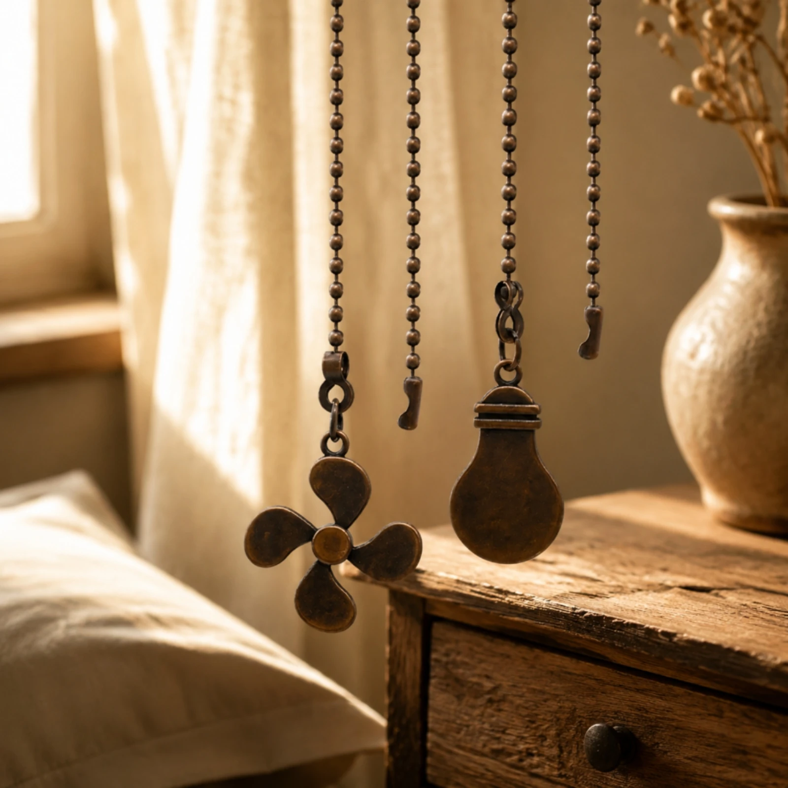 Light Pull Chain with Bulb Pendant Replacement Ceiling Fan Pull Chain Set with Light Bulb and Fan Ornaments Easy-Grip
