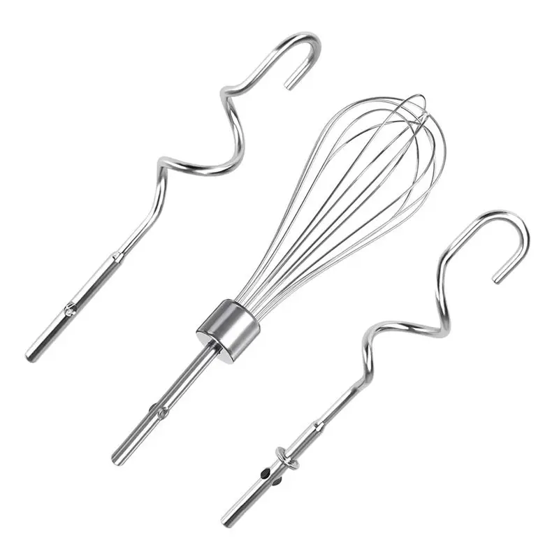 AEE8-3Pcs For Kitchenaid Whisk Attachment, Replacement Beaters Of Dough Hook And Whisk For Kitchenaid & Hand Mixer