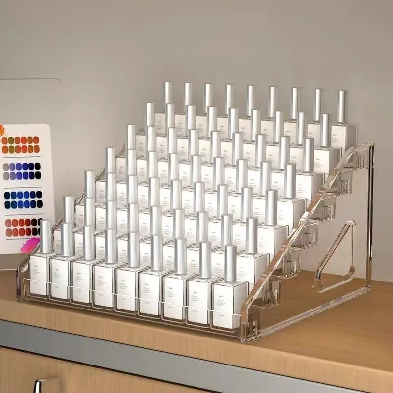 Acrylic Transparent Multi-layer Nail Polish Display Stand Lipstick Storage Box Plastic Nail Salon Cosmetic Tabletop Display Rack