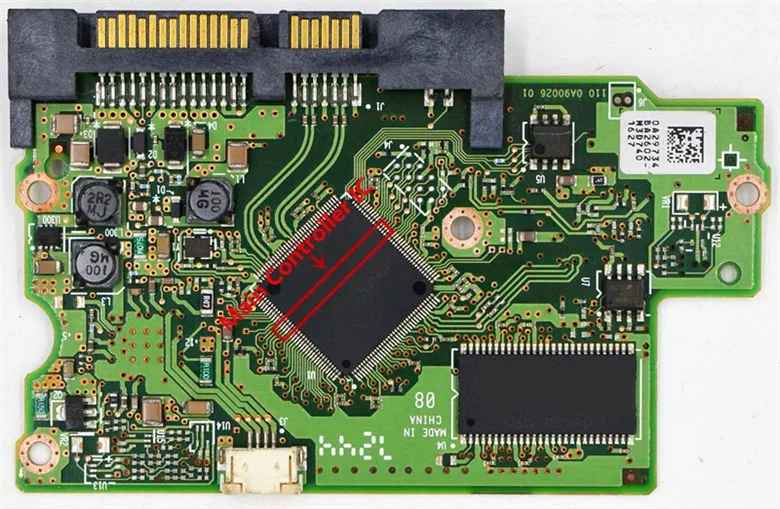 Hitachi HDD PCB / 110 0A90026 01 , 220 0A90026 01 /IC: 0A55895 , 0A53129 /Stickers:0A29738,0A29778,0A29734, 0A29775,0A29740