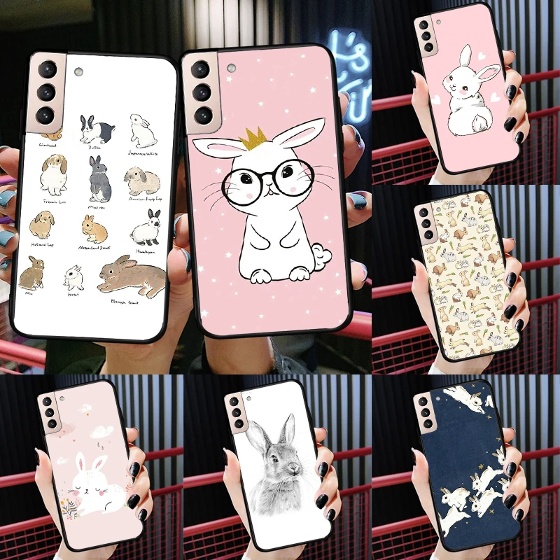 Tampa do Coelho de Coelho dos desenhos animados Para Samsung Galaxy J4 J6 Plus A6 A8 A7 A9 J8 2018 A3 A5 J1 J3 J7 J5 2016 2017 Caso