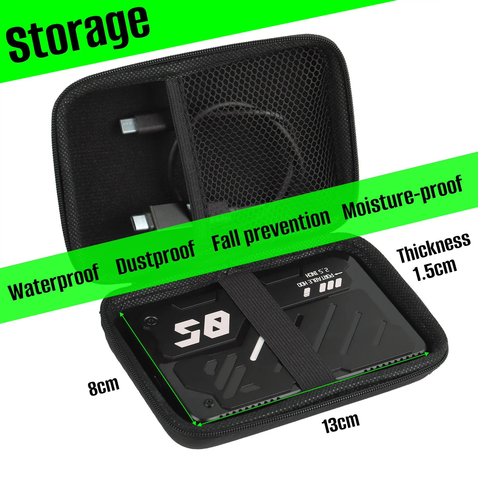 محرك الأقراص الصلبة الخارجي SSD المحمول - محرك الألعاب المحمول USB 3.0 USB-C مقاس 2.5 بوصة USB 3.0 لأجهزة الكمبيوتر الشخصية وأجهزة Mac والكمبيوتر المحمول وPS4 وPS5 وXbox 360 #6