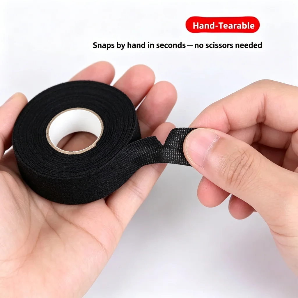 High Temperature Wire Harness Cloth Tape Automotive Cable Loom Heatproof Fabric Adhesive Tape for Engine Electrical Insulation