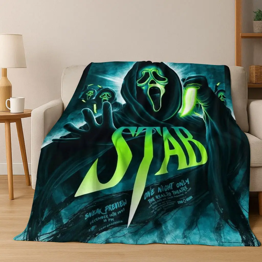

Horror Characters S-Scream Ghost Face Flannel Blanket,Cozy Soft Throw Blanket for Home Bedroom Bed Sofa Picnic Cover Kids Gift